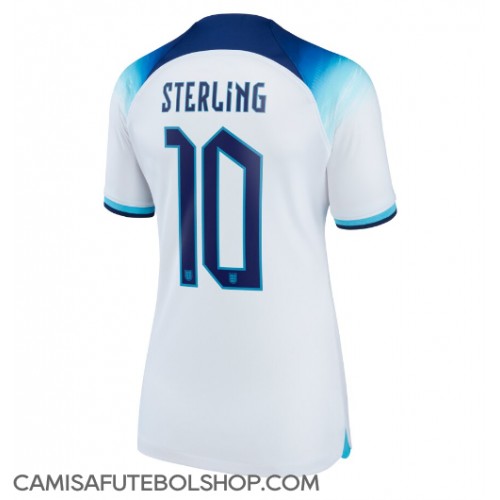 Camisa de time de futebol Inglaterra Raheem Sterling #10 Replicas 1º Equipamento Feminina Mundo 2022 Manga Curta